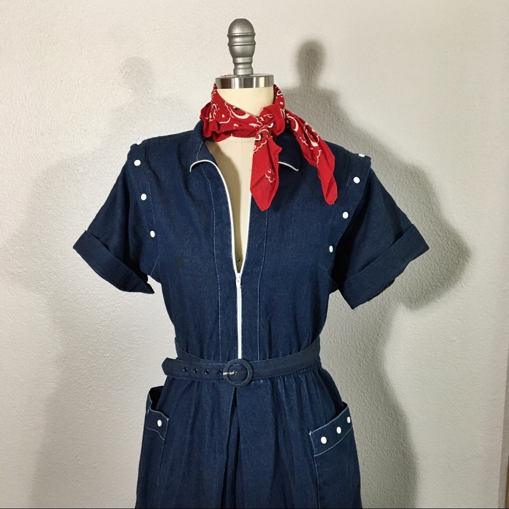 Vintage Cotton Jean Button Dress